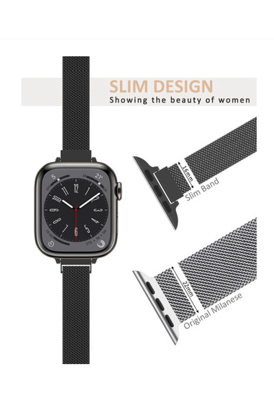 Mrain-H Curea Milanese Metalica Apple Watch SE/9/8/7/6/5/4/3/2/1 - 38/40/41MM MRAIN-H™, Slim, 16mm latime, Ajustabila, Prindere Magnetica, Otel Inoxidabil, Premium, Gri