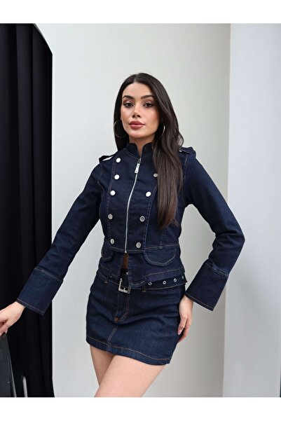 ESRAHELVACI Σετ τζιν με ζώνη, μπουφάν, σορτς και φούστα