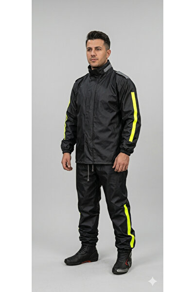 ARISAN Pvc Waterproof Reflective Raincoat Biker/Courier Lower Upper Suit Blac...