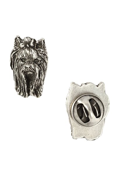 Art - Dog Yorkshire Terrier - Broșă câine placată cu argint, ac elegant, deco...