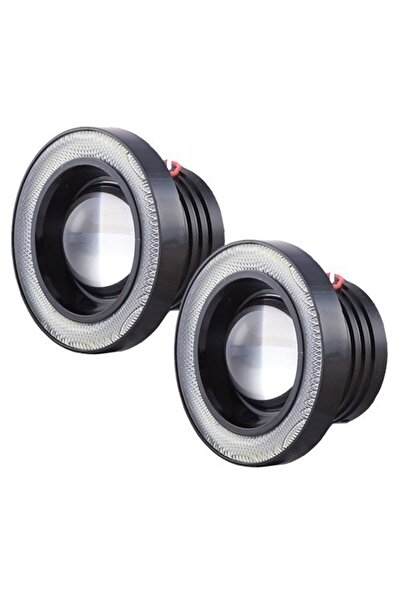 Ruan Set 2 Proiectoare 76 mm Angel Eyes cu LED DRL Lumina Alba