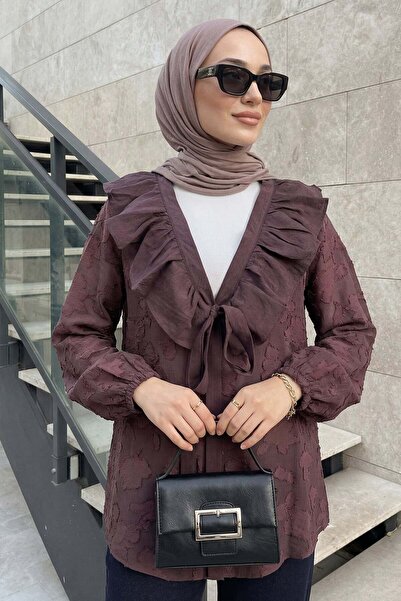 Salih Çelebi Κιμονό με βολάν στο λαιμό Y0110 - MÜRDÜM