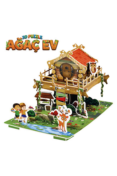 EGEV ÇOCUK 3 Boyutlu Ağaç Ev Puzzle - Yaratıcı ve Eğitici Yapboz