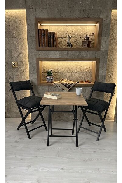 Sofmina Balkon Bahçe Mutfak 3'lü Bistro Set Katlanır 2 Sandalye 1 Masa