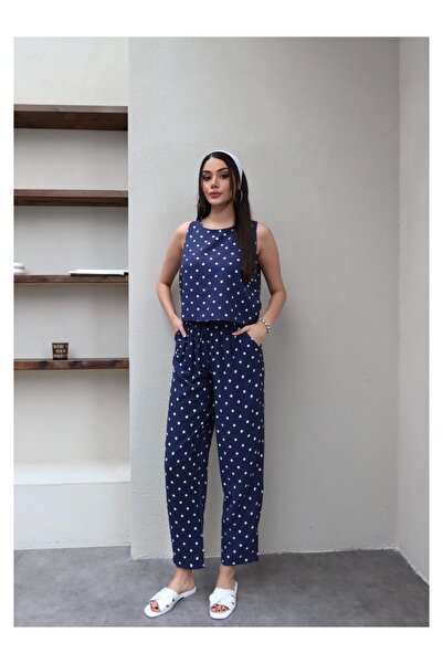 ESRAHELVACI Polka Dot Zero Sleeve Comfortable Blouse Set