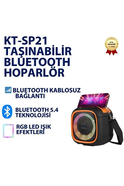 hızlı store KT-SP21 Taşınabilir Bluetooth Hoparlör | Süper Bass, RGB Işık, Hi...
