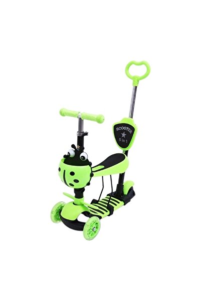 E-ANAMAG 5 σε 1 πατίνι πασχαλίτσα με 3 ρόδες σιλικόνης και κάθισμα, Πράσινο