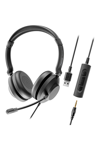 Axtel Căști cu microfon AXH-ONEUCD-35, mufă USB/3.5mm, Negru