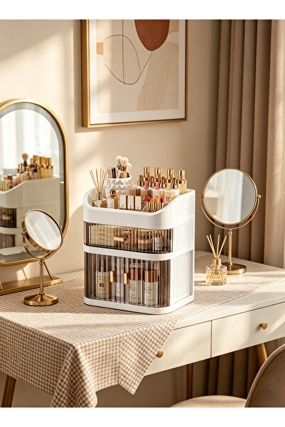 Bayt Aura White Ivory Cosmetic Organizer Multi-Layer Dustproof Drawer Type fo...