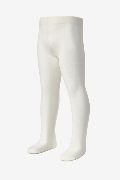 Le Mabelle Κοριτσίστικο καλσόν σε χρώμα εκρού με φλοράλ διάτρητο σχέδιο