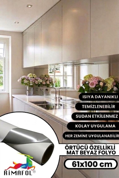 RİMAFOL Örtücü Özellikli Mat Beyaz Mobilya ve Dolap Kaplama Folyosu 61 CM x 1...
