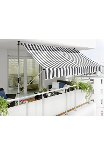 ENLIS 300x130 Teleskopik Tente Gri Beyaz Balkon Teras Güneşlik Ayarlanabilir ...