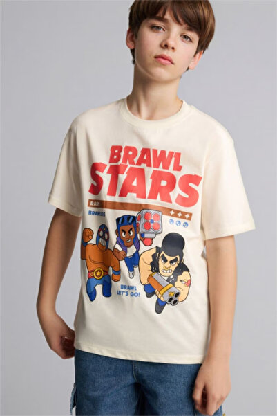 DeFacto %100 Pamuk Brawl Stars New Regular Fıt Bisiklet Yaka Kısa Kollu Tişör...