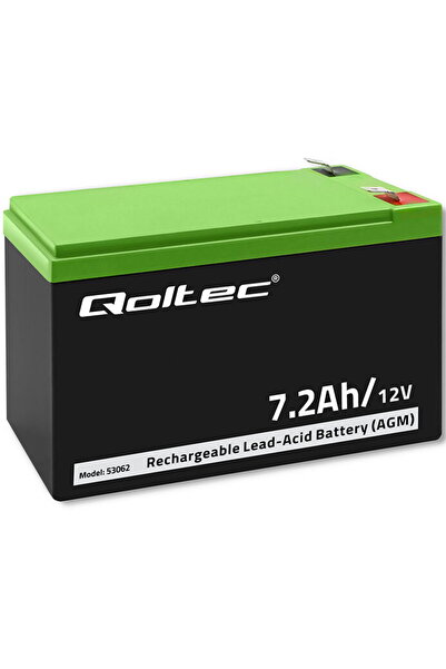Qoltec Baterie AGM | 12V | 7,2 Ah | Nu necesita intretinere | Eficienta | Lon...