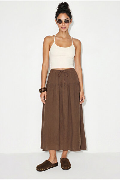 Bianco Lucci Γυναικεία ελαστική μίντι φούστα μουσελίνα με κορδόνια YE4473 602...