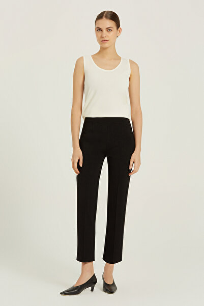Triko Mısırlı Black Ribbed Women's Trousers
