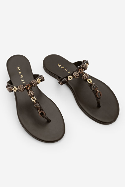 Marjin Γυναικείες παντόφλες με λεπτά λουράκια και πέτρινες αγκράφες Bohemian,...