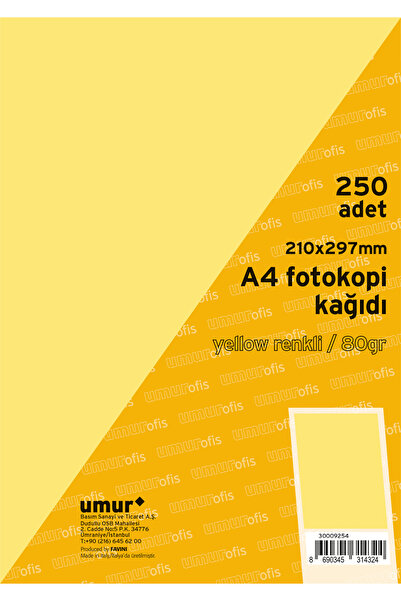 Umurofis 250 Sheets A4 Color Copy Paper Yellow