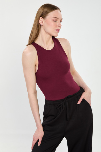 BARRELS AND OIL Γυναικείο Κορμάκι με Λαιμόκοψη Ποδηλάτου - Βουργουνδί