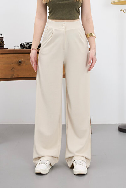 alanora Women's Stretchy/Lycra Loose Wide Leg Palazzo Loose Fit Trousers