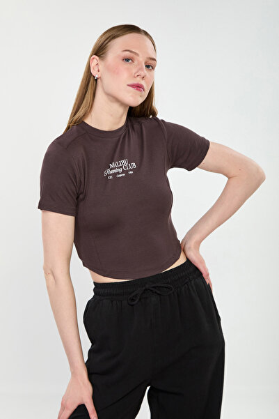 BARRELS AND OIL Γυναικείο Malibu Printed Crop Body - Bitter Brown