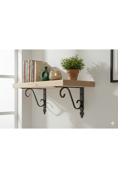 METAL TASARIM Wrought Iron Metal under Shelf, Shelf Holder, L-Shaped Legs 18X...