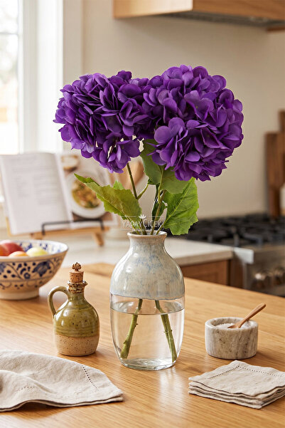 Artificial Flower Matin Hydrangea Branch 60cm Purple
