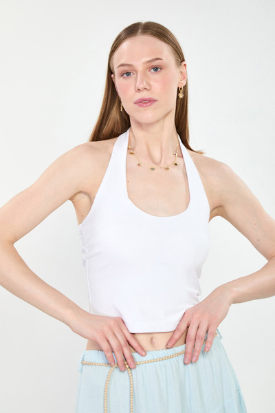 BARRELS AND OIL Γυναικείο Crop Top με Λαιμόκοψη Halter και Ενίσχυση στο Στήθο...