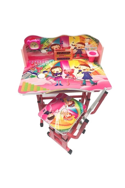 E-ANAMAG Γραφείο με καρέκλα για παιδιά, ρυθμιζόμενο, μεταλλικός και ξύλινος σ...