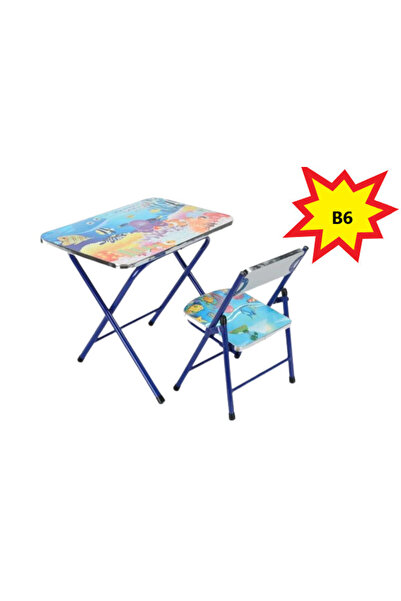 E-ANAMAG Πτυσσόμενο Τραπέζι και Καρέκλα B6, με σχέδιο ψαριών και χταποδιών, ρ...