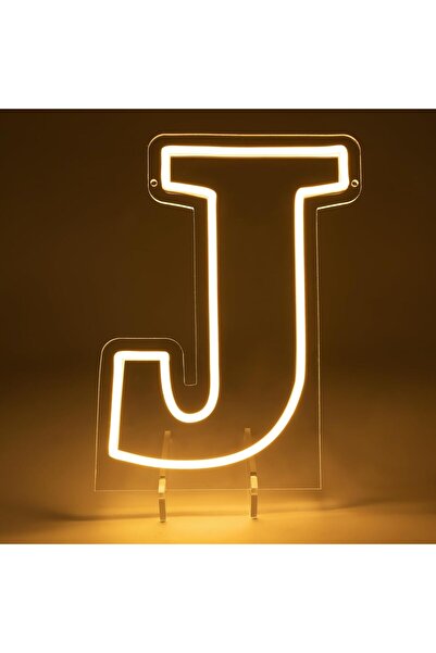 Slasa Letter J LED Neon Sign 30x22 cm 6mm Acrylic Base Alphabet Light Party W...
