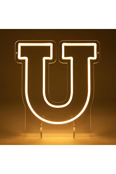 Slasa Letter U LED Neon Sign 30x22 cm 6mm Acrylic Base Alphabet Light Party W...