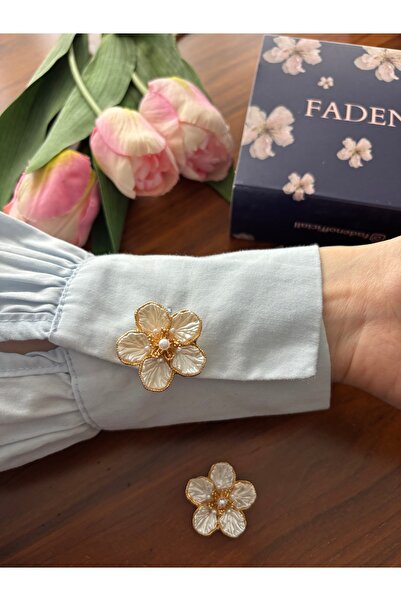 faden official 2 adet Kamelya çiçek düğme broşu