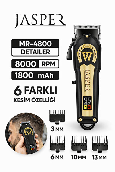 JASPER JPR-4800 Profesyonel Tıraş Makinesi 6 Farklı Kesim Özelliği Saç-Sakal ...