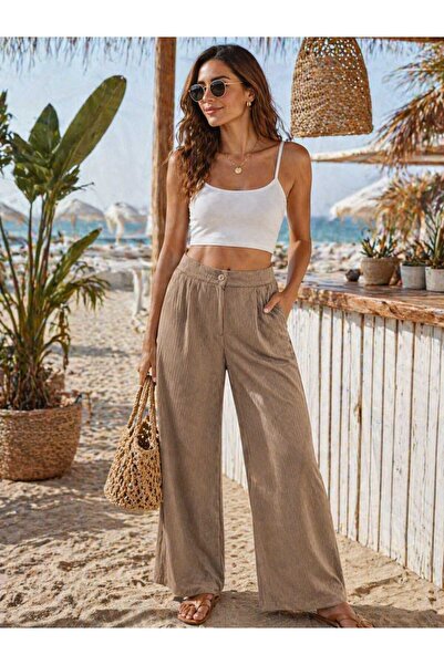 Kutaf Γυναικείο Βελούδινο Παντελόνι – Ψηλόμεσο, Άνετη Εφαρμογή, Καθημερινό Κο...