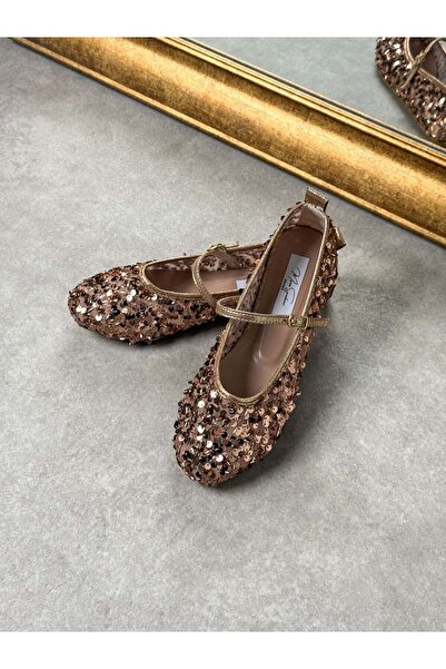MERVE SARIDEMİR SHOES Rose Gold Payetli Babet