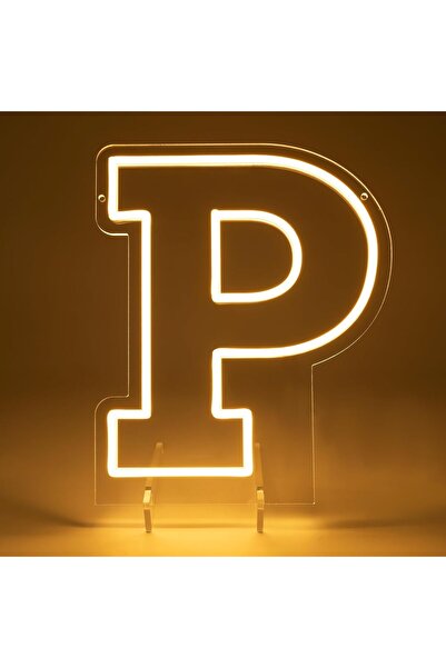 Slasa Letter P LED Neon Sign 30x22 cm 6mm Acrylic Base Alphabet Light Party W...