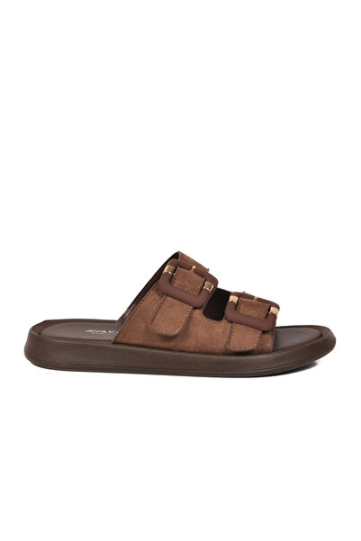 AYAKMOD Καφέ Suede Ελαφριές Γυναικείες Παντόφλες 513089 Z