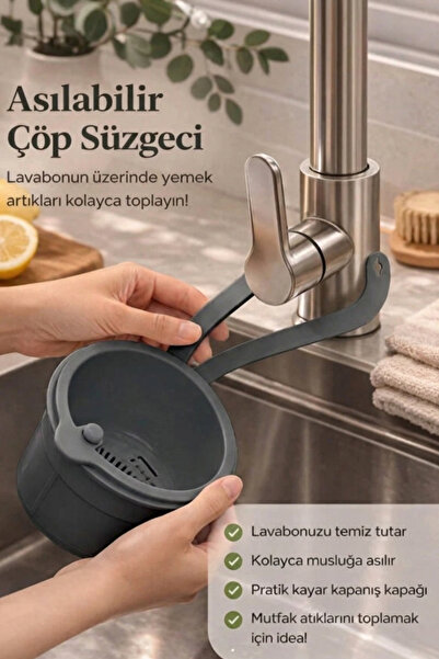 UFİX Altı Açılabilen Çöp Süzgeci Yemek Atık Süzgeci Lavabo Süzgeci Mutfak Evy...