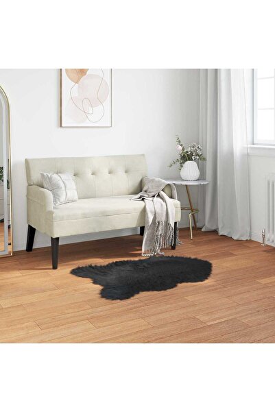 vidaxl Ψεύτικο Δέρμα Προβάτου Χαλί Tafalla Μαύρο 80 x 120 cm