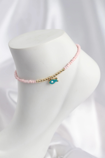 shopwave Pink Color Beaded Fish Figured Anklet