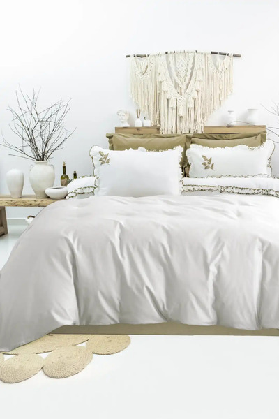 Şaheser Home Collection Σετ Κεντητό Διπλό Παπλωματοθήκη Nova Khaki