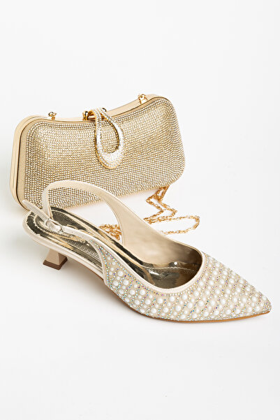 GULT Γυναικεία βραδινά παπούτσια με πέρλες και τσάντα της σειράς Diamond