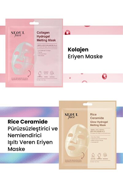 Dermal Kolajen ve Pirinç Nemlendirici Pürüzsüzleştirici Eriyen Maske Seti Kor...