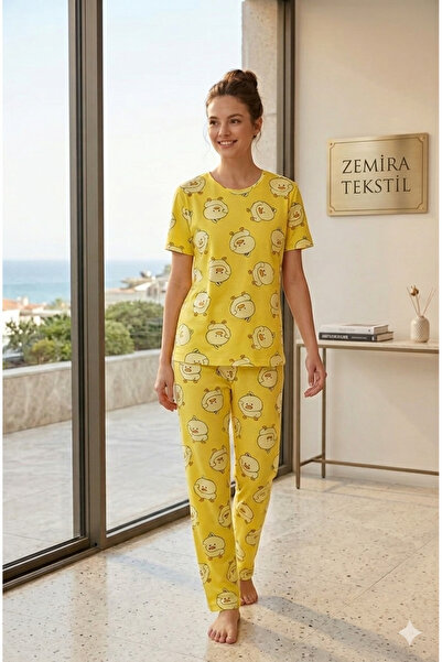ZEMİRA TEKSTİL Βαμβακερό χτενισμένο βαμβακερό γυναικείο σετ ύπνου, Σετ πιτζάμες