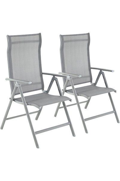 SERSIMO SONGMICS Σετ 2 πτυσσόμενων καρεκλών κήπου με ρυθμιζόμενη πλάτη 8 θέσε...