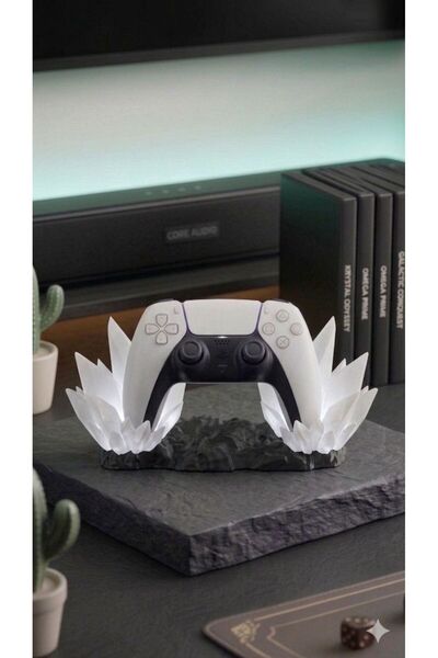 Tasarım Kristal Mağara Oyun Kolu Standı - Kristal Detaylı Gamepad Tutucu-Gamer özel seri