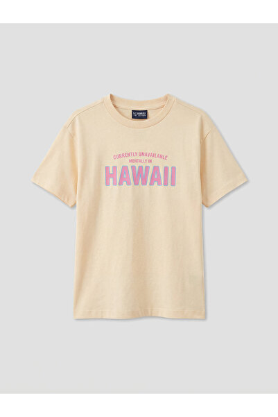 LC Waikiki Tricou de fete cu guler rotund și imprimeu Hawaii