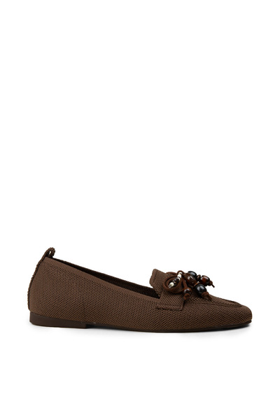 Deery Women's Brown Beaded Detailed Ballerinas