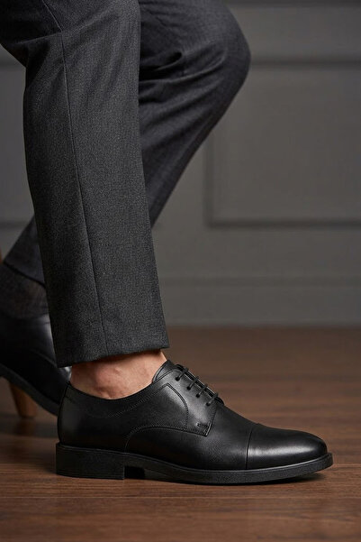 SOLMAZ Dimport 025 Black Genuine Leather Men's Shoes